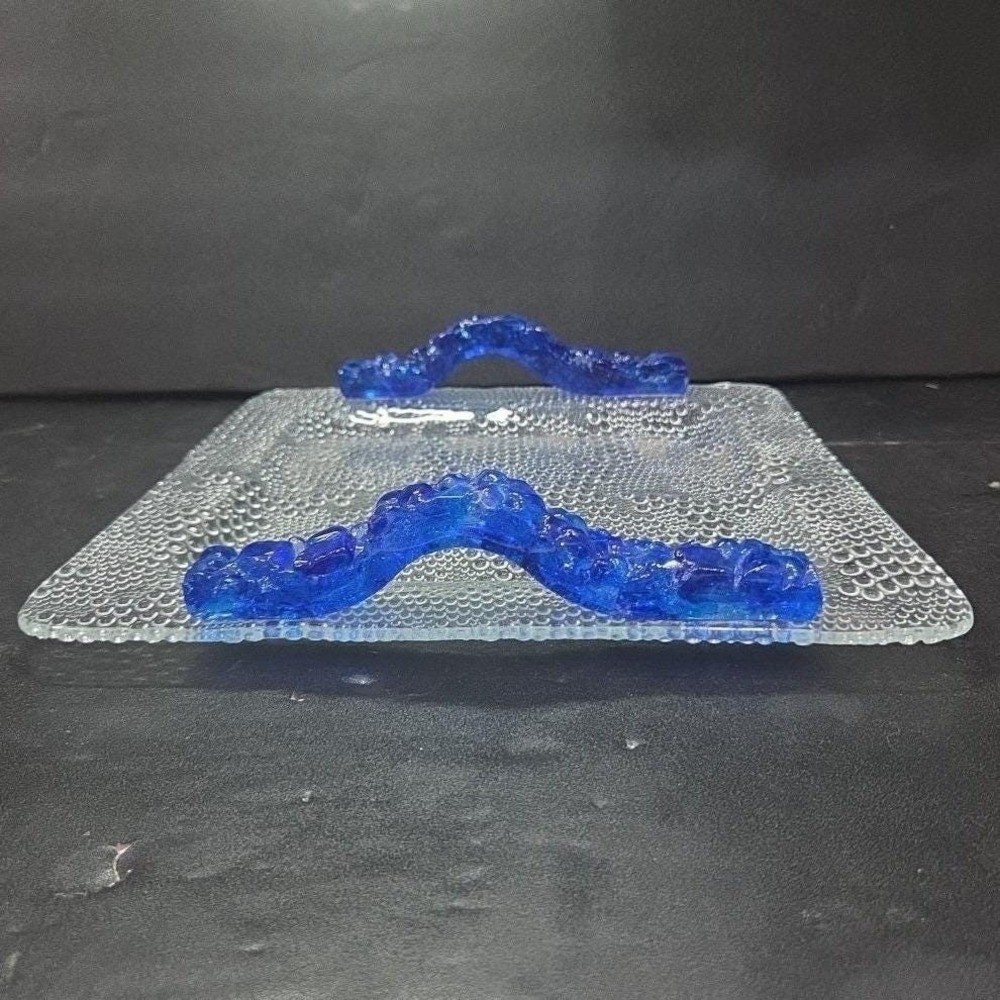 Riverside Studios‎ Handmade Tray, Cobalt Blue Handles, Textured Bubble Platter - Picture 8 of 12